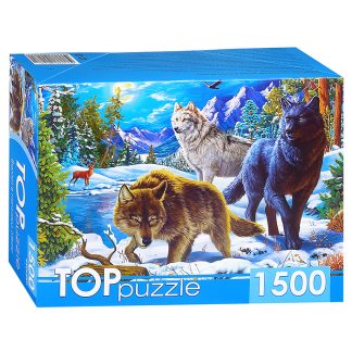 Пазлы 1500 TOPpuzzle. "Волки в ночном лесу"