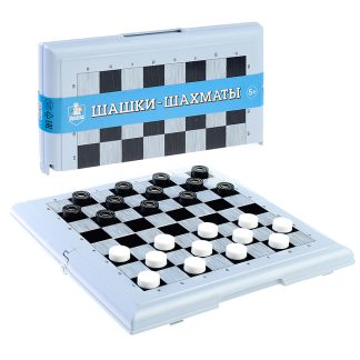 Игра настольная "Шашки-Шахматы" в пласт.коробке (мал, сер)