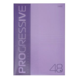Тетрадь 48л  клетка А4 "Progressive" 65г/кв.м Пластиковая обложка на скобе фиолетовая