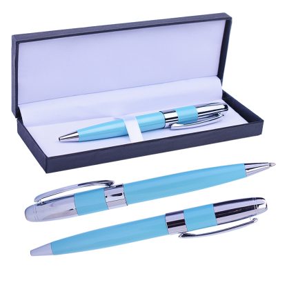 Ручка шариковая с поворотным механизмом SPIRIT BL, синяя, пулевидный пиш.узел 0,7 мм, корпус металлический, сменный стержень 99 мм типа Parker,  подарочная упаковка