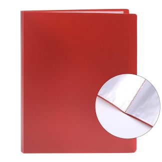 Папка с 030 вкладышами A4, 500 мкм, вкладыши 030 мкм, фактура "песок" непрозрачная красная