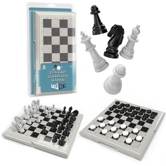 Игра настольная "Шашки-Шахматы-Нарды" (бол, сер) блистер