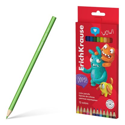 Цветные карандаши деревянные Jolly Friends шестигранные, грифель 3 мм, 12 цветов (в коробке с европодвесом 12 шт)