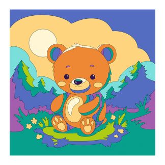 Картина по номерам детская (холст на подрамнике 20*20) "Медвежонок"