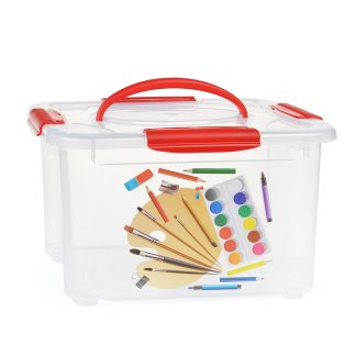 Коробка универсальная с ручкой и декором "Детское творчество" 283Х200Х170 мм, 5,5Л (бесцветный)