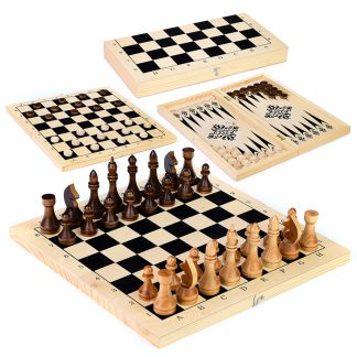 Шахматы гроссмейстерские+шашки+нарды, 3в1 большой ( дерево,415х215мм ± 15мм.