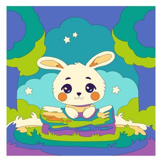 Картина по номерам детская (холст на подрамнике 20*20) "Зайчик в лесу"
