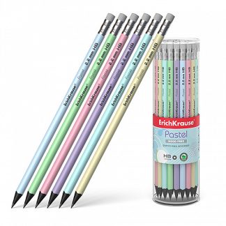 Чернографитный карандаш пластиковый Pastel, круглый, с ластиком, HB (в тубусе по 42 шт.)