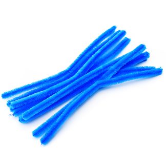 Проволока пушистая Шенил для творчества 1,5x30 см, 10 шт, цвет голубой, в пластиковом пакете с блистерным подвесом