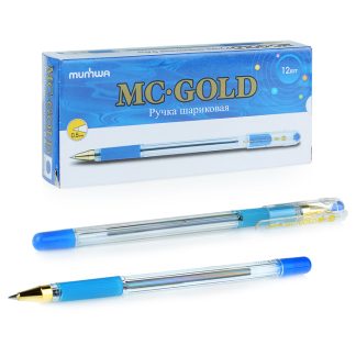 Ручка шариковая MunHwa "MC Gold" синяя, 0,5мм, грип