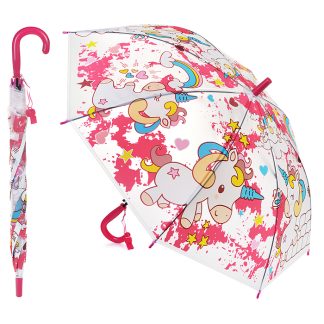 Зонт детский "Страна единорогов" (50см.) бело-розовый