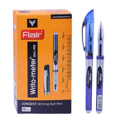 Ручка шариковая "Flair" WRITO-METER, пластик, 0,6мм, синяя, пишет 10000 метров, шкала на стержне