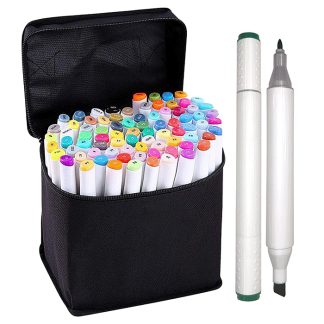 Набор маркеров для скетчинга "Emotion" 80 цветов, двусторонние (пулевидный 1 мм/скошенный до 5 мм), эргономичный трёхгранный корпус, чернила на спиртовой основе, в текстильной сумке