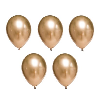 Набор воздушных шаров 30 см. 5 шт. 05 хром металлик золотой