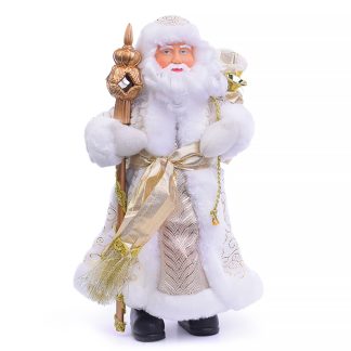 Новогодняя фигурка "Дед Мороз В золотистой шубке" (ПВХ, полиэстер)