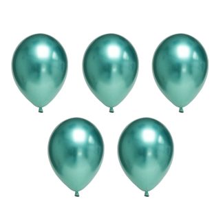 Набор воздушных шаров 30 см. 5 шт. 01 хром металлик зеленый