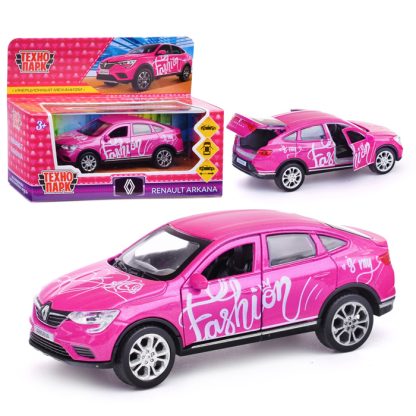 Машина металл Renault Arkana для девочек 12 см, (двер, багаж, роз, )инер, в коробке