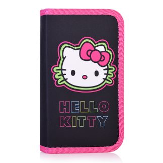 Пенал корпусный "Hello Kitty Neon" Размер: 19*11 см. Жесткий каркас прямоугольной формы на картоне с закругленными краями. Корпус покрыт полиэстером 210 ден. По краям имеется текстильная отделка. Одинарный пенал без наполнения закрывается с помощью молнии