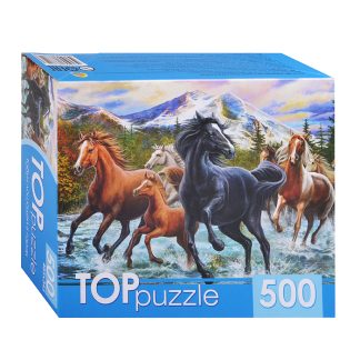 Пазлы 500 TOPpuzzle "Табун лошадей в горах"
