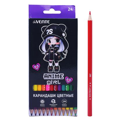 Карандаши цветные "Anime Girl" 24 цв., диаметр грифеля 2,8 мм, шестигранные