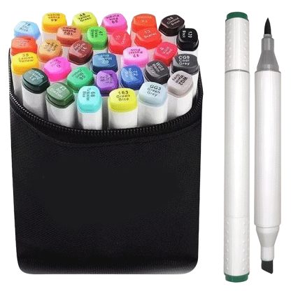 Набор маркеров для скетчинга "Emotion" 36 цветов, двусторонние (кистевидный 2 мм/скошенный до 5 мм), эргономичный трёхгранный корпус, чернила на спиртовой основе, в текстильной сумке