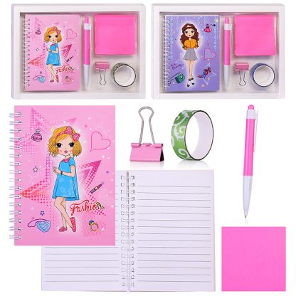 Набор подарочный "Девочки" в комплекте: блокнот 48л., 10 x 14,5 см, ручка, блок для записей, лента.