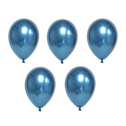 Набор воздушных шаров 30 см. 5 шт. 02 хром металлик синий