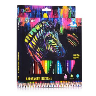 Карандаши цветные "Trio Mega Soft" 72 цвета, 4М, диаметр грифеля 3 мм, трехгранные, в картонной коробке