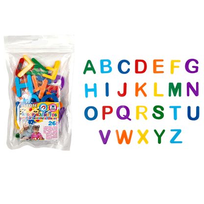 Набор магнитов "Английский алфавит на магнитах" пластиковых, цвета ассорти (7 цветов радуги)