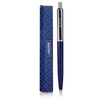 Ручка шариковая подарочная d=1 мм, темно-синим корпусом и хромированными элементами, сменный стержень, в подарочной коробке, синие чернила