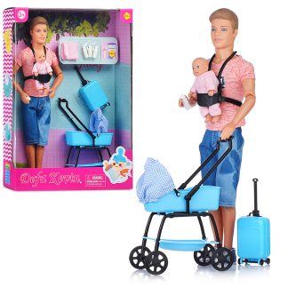 Кукла "Молодой папа" с малышом и аксессуарами, в коробке