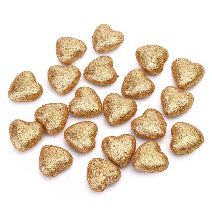 Заготовка для декорирования. Сердце Glitter" из пенополистирола, 30 мм, 20 шт, цвет золотой, в пластиковом пакете с подвесом