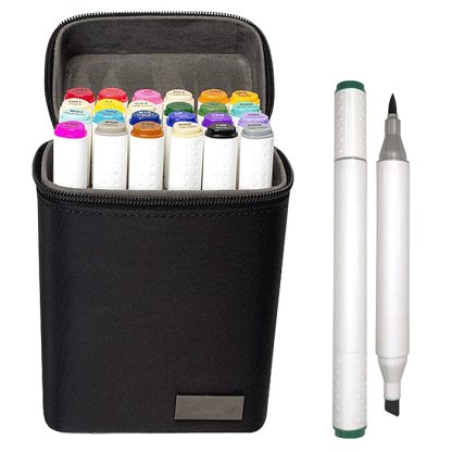 Набор маркеров для скетчинга "Emotion" 24 цвета, двусторонние (кистевидный 2 мм/скошенный до 5 мм), эргономичный трёхгранный корпус, чернила на спиртовой основе, в текстильной сумке
