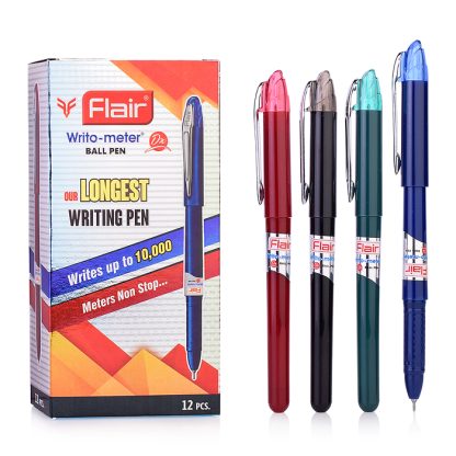 Ручка шариковая "Flair" WRITO-METER DX, пластик, синяя, 0,6мм, цв.корпуса:ассорти, пишет 10000метров