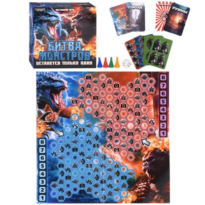 Настольная игра-ходилка квадрат "Битва монстров" 40 карточек.