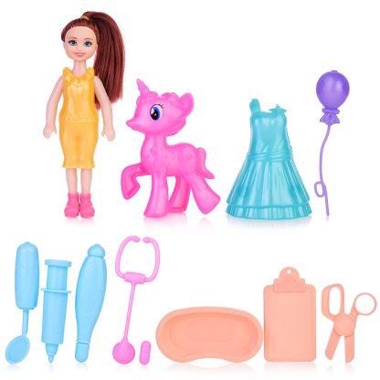 Кукла "Ветеринар" с единорогом и аксессуарами, в пакете