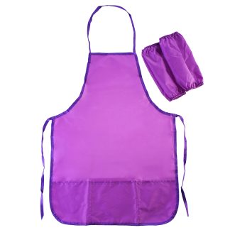 Накидка с нарукавниками для средней школы, 50x70 см (L) водоотталкивающая ткань, 3 кармана, в комплекте с нарукавниками, однотонная фиолетовая